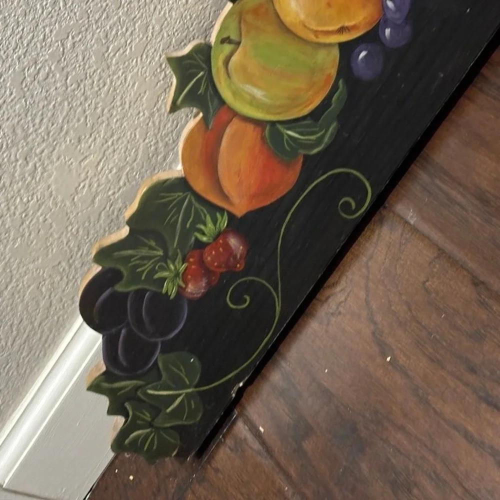 Vtg Hand Painted Fruit Wall Plaque 33.5